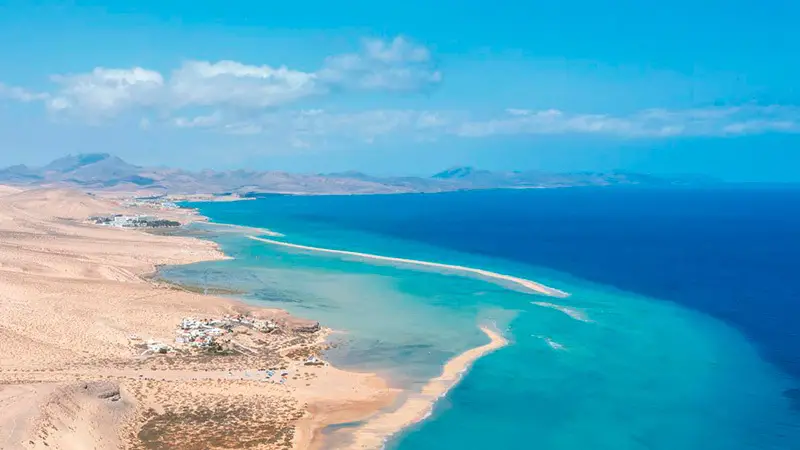 Playa de Sotavento en Fuerteventura, Islas Canarias