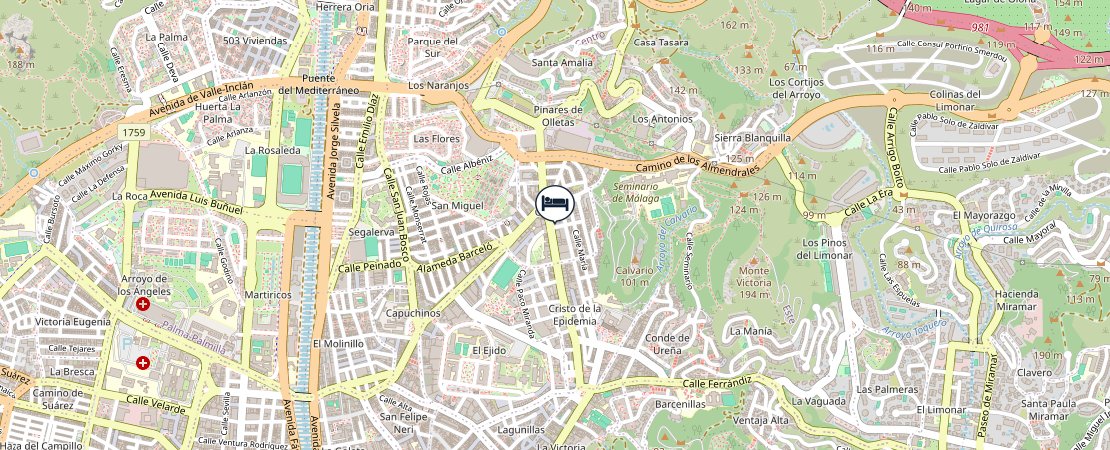 Mapa de Hotel con encanto Barrio de Málaga: ubicación y cómo llegar