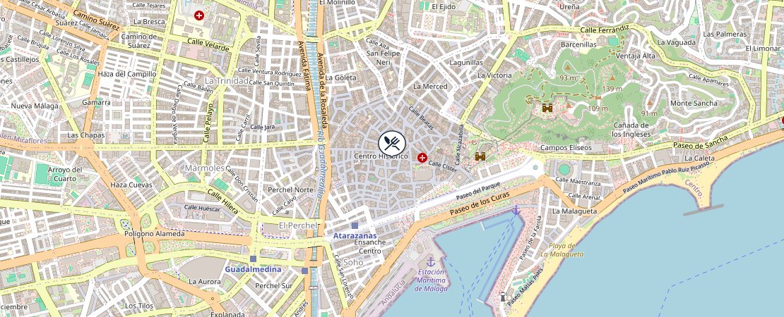 Mapa de Restaurante en Barrio de Málaga: ubicación y cómo llegar